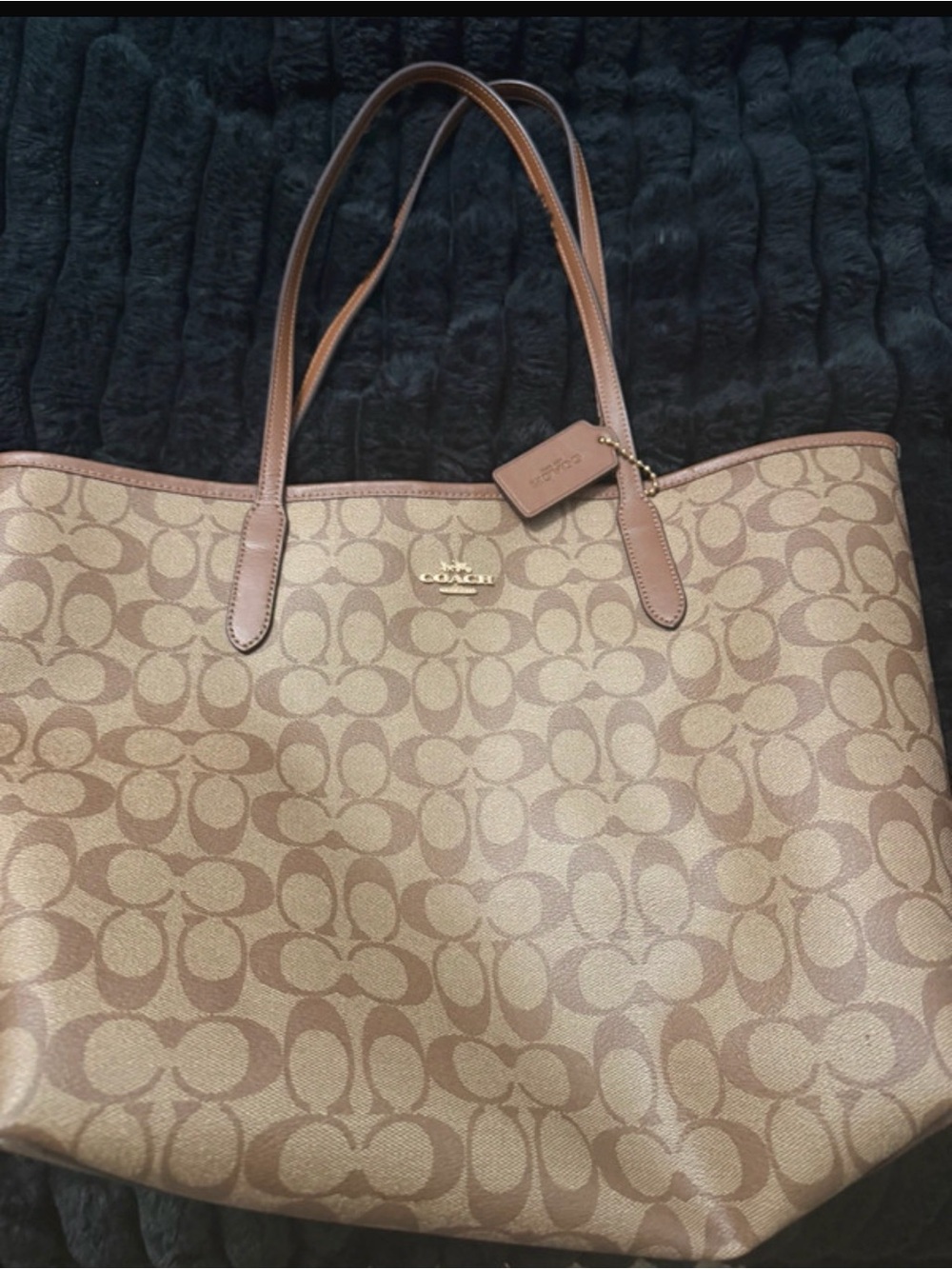 Coach Tan/Brown Signature Canvas Tote